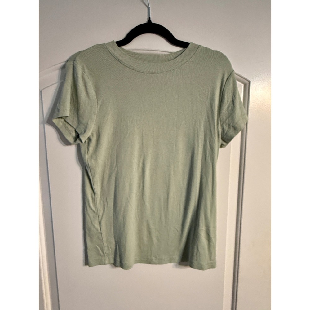 A New Day Ribbed T-Shirt Medium Mint Green Short Sleeve Crew Neck Loungewear